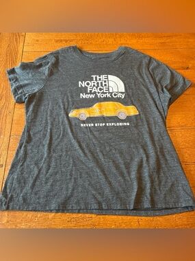 The North Face women Gray T-Shirt with Yellow Taxi Graphic